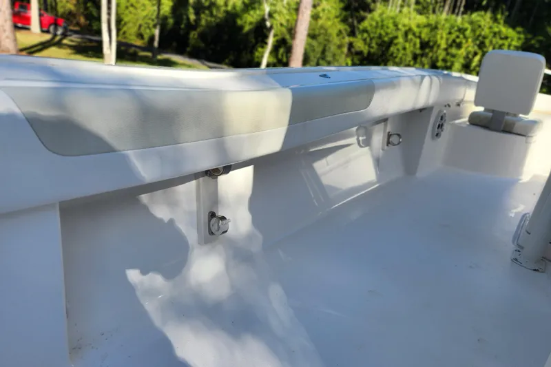  Yacht Photos Pics 2020 Caymas 28 HB boat interior with seating and clean white finish.