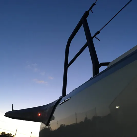  Yacht Photos Pics Faro Yachts 29, 2025 model, bow view at sunset with clear sky.