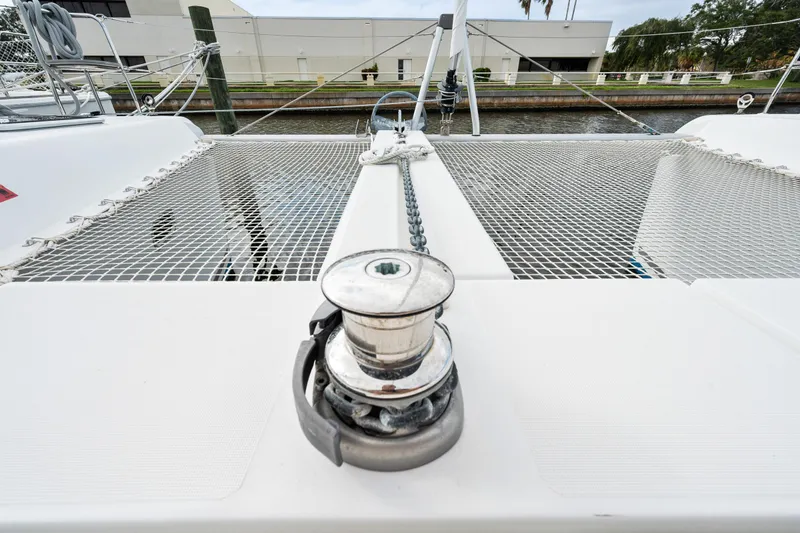 Aquaholic Yacht Photos Pics Winch on the deck of a 2018 Lagoon 42 catamaran.