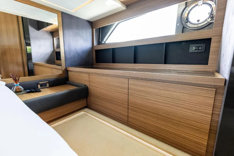 Po-sea-tive Vibez Yacht Photos Pics Luxurious interior of 2013 Azimut Atlantis 48 yacht with sleek wood cabinetry.