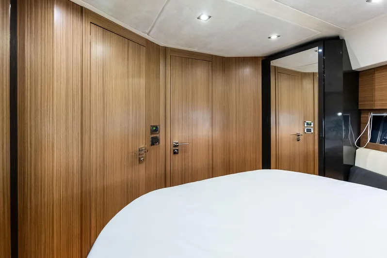 Po-sea-tive Vibez Yacht Photos Pics Interior of 2013 Azimut Atlantis 48 yacht with wood paneling and modern design.