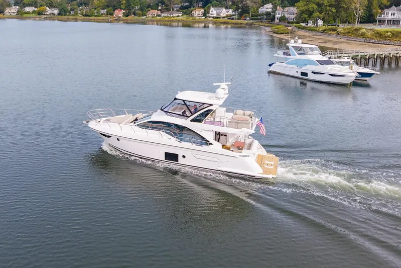  Yacht Photos Pics Azimut Fly 50 yacht cruising on a serene lake, 2020 model.