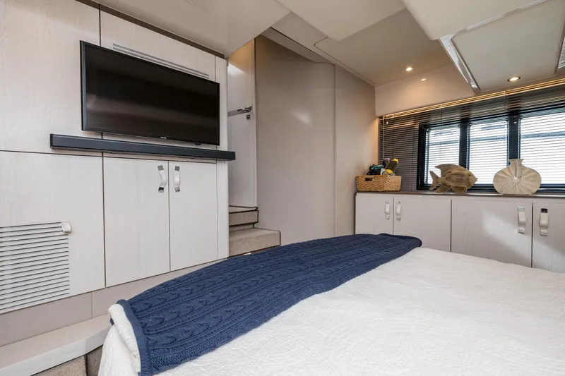  Yacht Photos Pics Luxurious interior of 2020 Azimut Fly 50 yacht with modern decor and amenities.