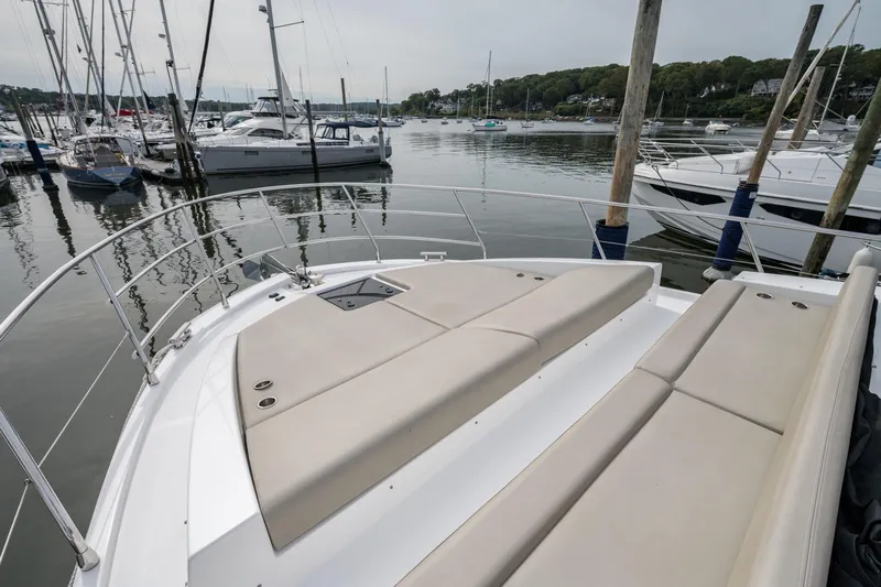  Yacht Photos Pics Azimut Fly 50 yacht, 2020 model, docked with spacious sunbathing area.