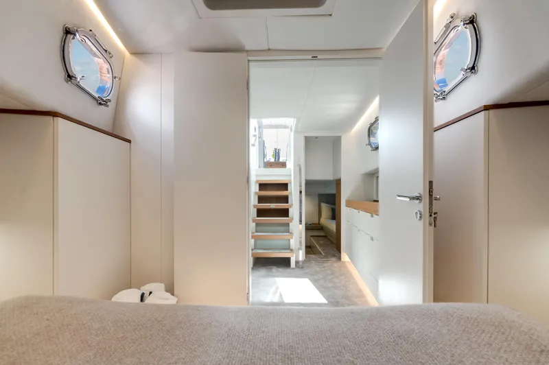 M/y Valor Yacht Photos Pics Interior of 2021 Alen 55 yacht, featuring modern design and natural light.