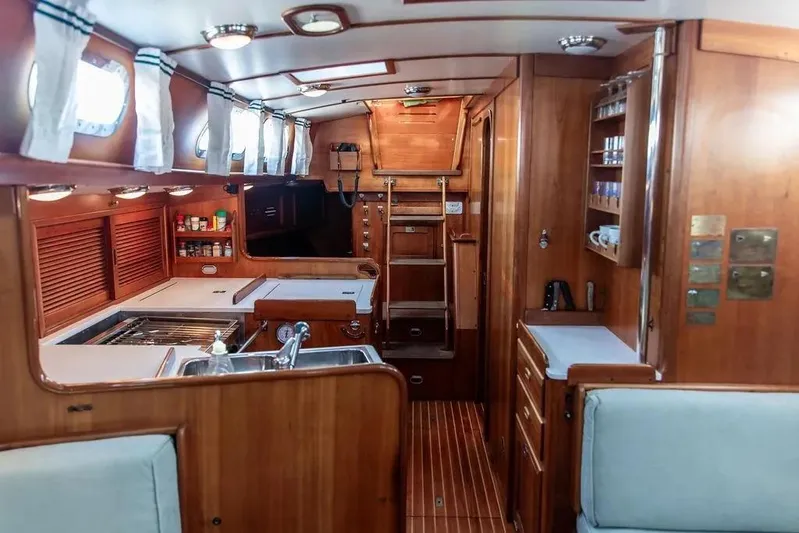 Night Train Yacht Photos Pics Companionway and galley view