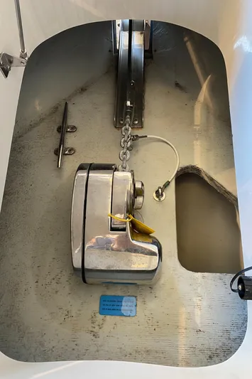 Apres Sea Yacht Photos Pics 2016 Chris-Craft Catalina 34 anchor winch system with chain and metal components.