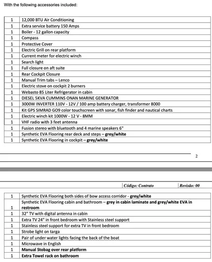 Yacht Photos Pics List of accessories for Evolve 360HT 2022 model, including air conditioning and electric winch.