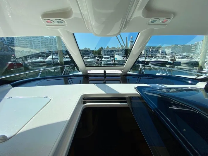 Kostas More Yacht Photos Pics Interior view of 2009 Tiara Yachts 4300 Sovran in marina.