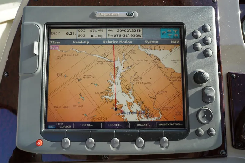  Yacht Photos Pics Navigation system on a 2010 Sea Ray 370 Sundancer displaying a nautical chart.