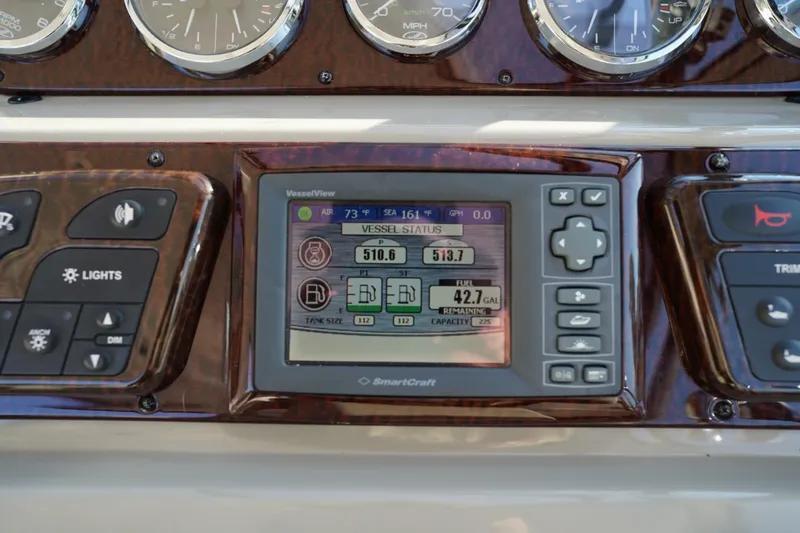  Yacht Photos Pics Dashboard of 2010 Sea Ray 370 Sundancer with VesselView display and controls.