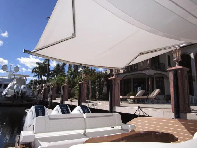 A Lazee Day Yacht Photos Pics Sun Shade Deployed