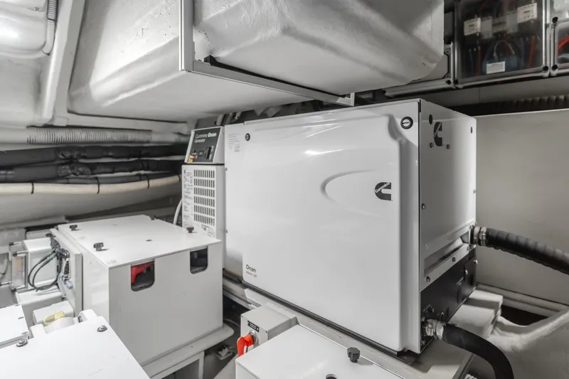 Mrs. Nicely Yacht Photos Pics Engine room of 2020 Riva Dolceriva yacht with Cummins generator.