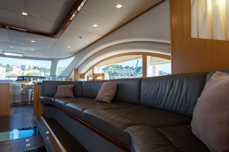 013 Yacht Photos Pics Luxurious 2008 VG 62 yacht interior with leather seating and modern design.