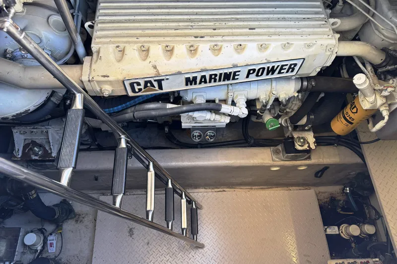  Yacht Photos Pics Engine compartment of 2001 Sea Ray Sundancer 510 with CAT Marine Power engine.