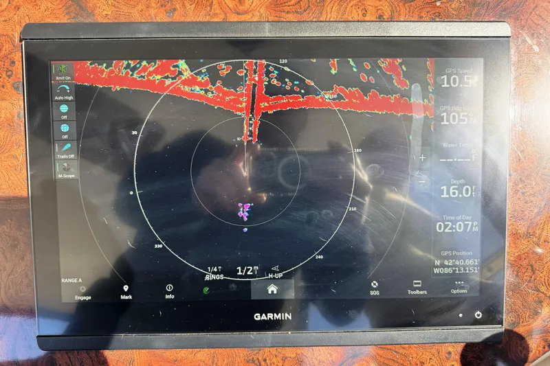  Yacht Photos Pics Garmin marine navigation display on 2001 Sea Ray Sundancer 510 yacht dashboard.