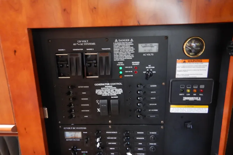 Sunny Daze Yacht Photos Pics Electrical control panel on a 2007 Cruisers 340 Express boat.
