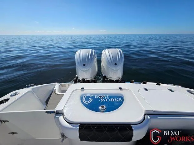  Yacht Photos Pics 2022 CG Boat Works 35 M-Series on calm ocean with dual engines.