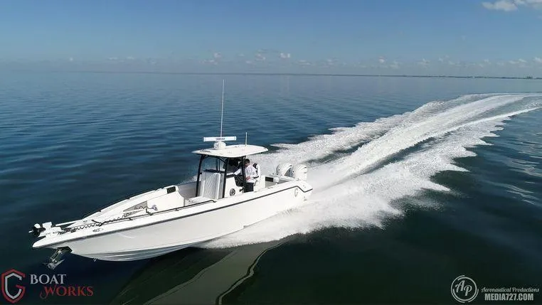  Yacht Photos Pics A 2022 CG Boat Works 35 M-Series cruising on calm waters.
