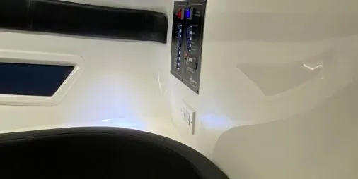 Ready For Immediate Delivery Yacht Photos Pics Interior view of 2025 Hanover 305 Outboard Black & White T-Top Edition boat.