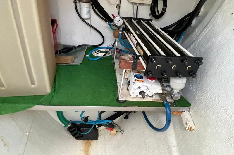 Plan B Yacht Photos Pics Water filtration system in a 2002 Lagoon 380 catamaran engine room.