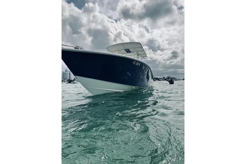  Yacht Photos Pics 2005 Jupiter 31 boat on water under cloudy sky.