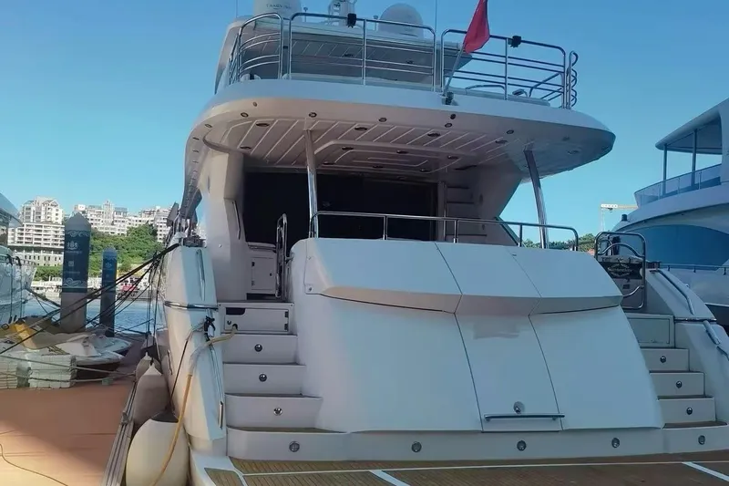  Yacht Photos Pics Luxury Sunseeker 88 Yacht, 2011 model, docked at marina.