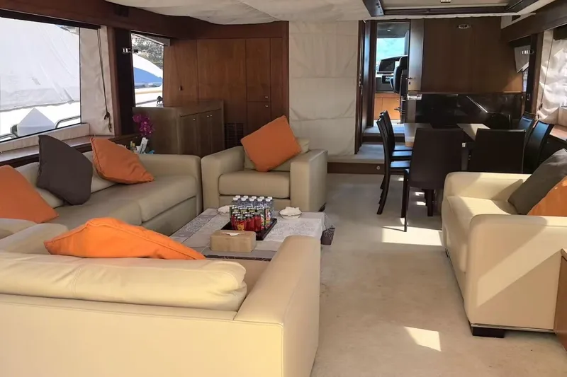  Yacht Photos Pics Luxurious interior of a 2011 Sunseeker 88 Yacht with elegant seating and decor.
