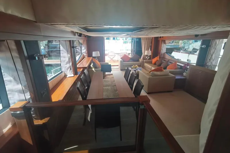  Yacht Photos Pics Luxurious interior of 2011 Sunseeker 88 Yacht with elegant seating and dining area.