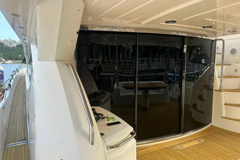  Yacht Photos Pics Luxurious 2011 Sunseeker 88 Yacht deck with sleek design and modern amenities.