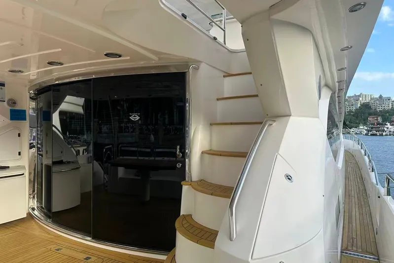  Yacht Photos Pics Luxurious 2011 Sunseeker 88 Yacht with sleek design and elegant wooden deck.