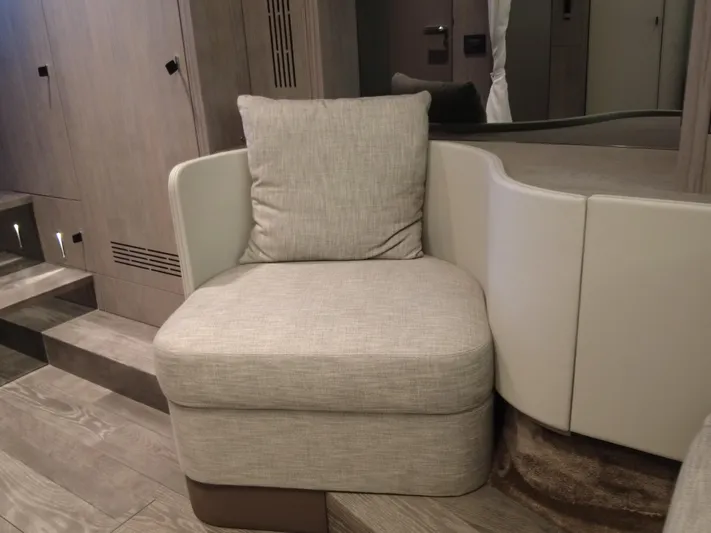 Imonna Yacht Photos Pics Luxurious interior seating on 2024 Cranchi A46 yacht, featuring modern design and comfort.