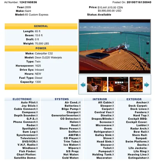 Miss Osb Yacht Photos Pics 2009 Hugh Saint 65 Commuter yacht with luxurious interior and advanced navigation systems.