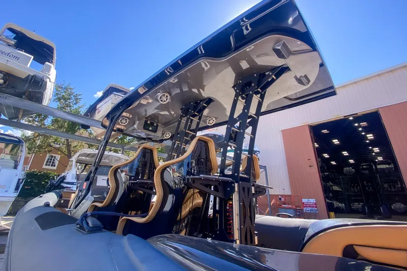  Yacht Photos Pics 2018 Bernico RX 10 boat interior with sleek seats and modern design.