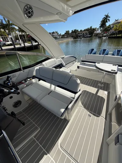 Sea Smoke Yacht Photos Pics Interior of 2023 Formula 330 CBR yacht with luxurious seating.