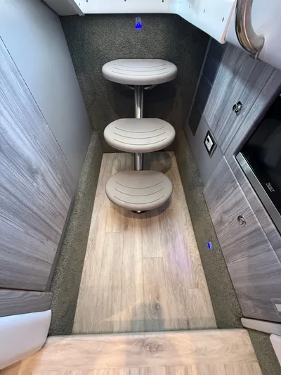 Sea Smoke Yacht Photos Pics Interior of 2023 Formula 330 CBR with modern steps.