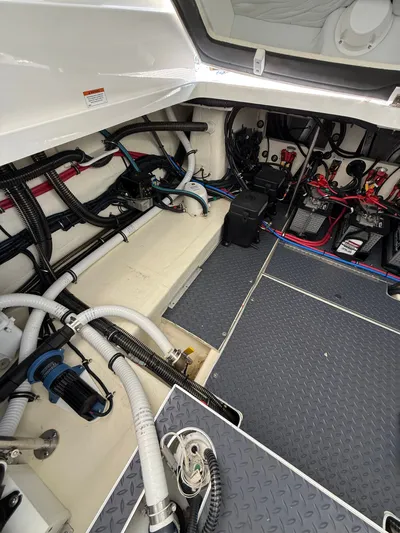 Sea Smoke Yacht Photos Pics Interior of 2023 Formula 330 CBR boat with wiring.