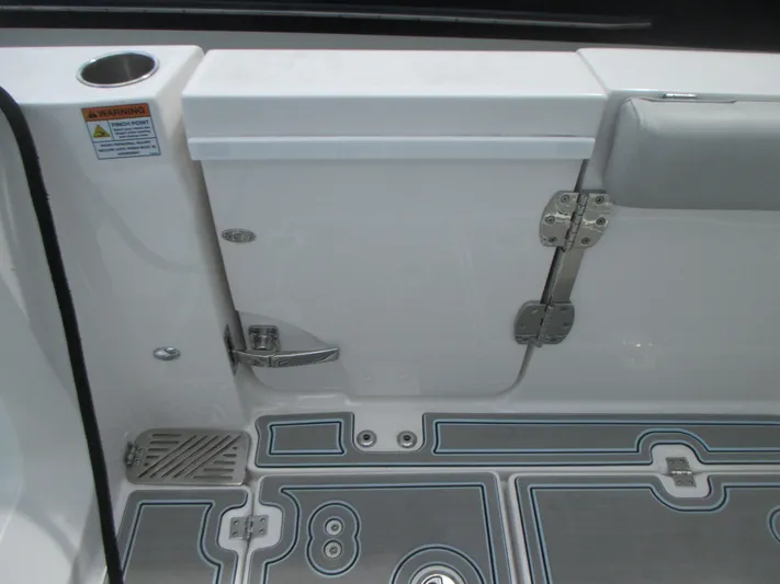  Yacht Photos Pics 2023 Sea Fox 328 Commander boat interior with sleek design and modern fittings.