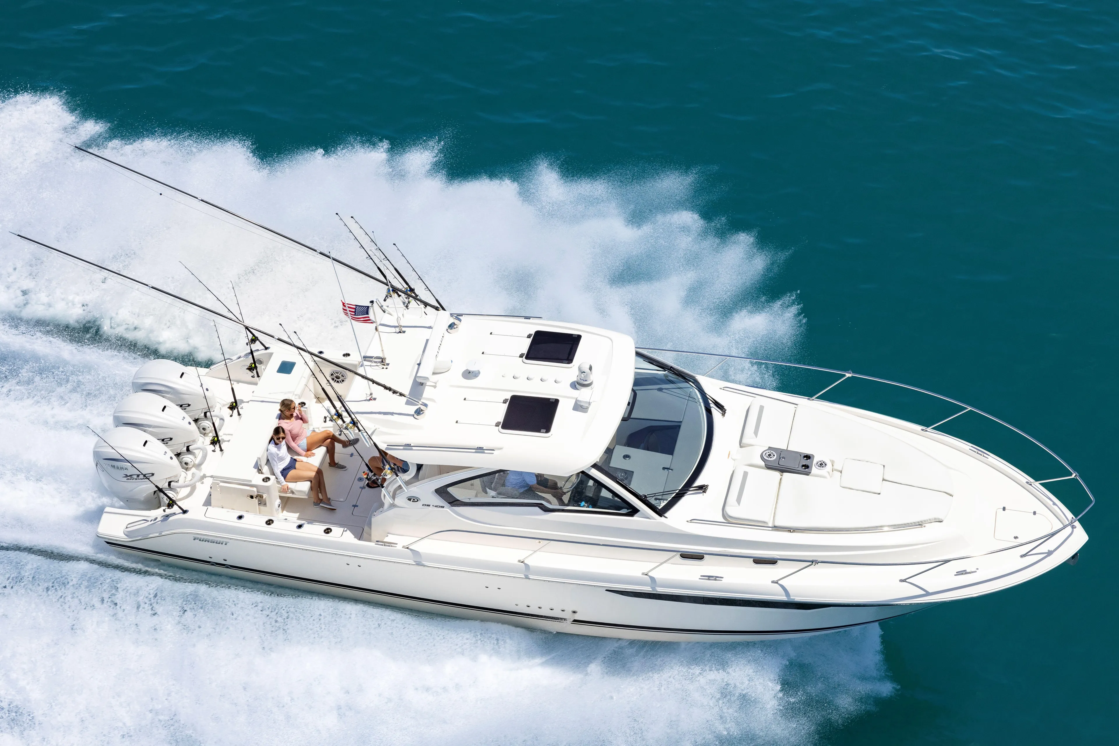 2026 Pursuit OS 405 Offshore boat cruising on open water.