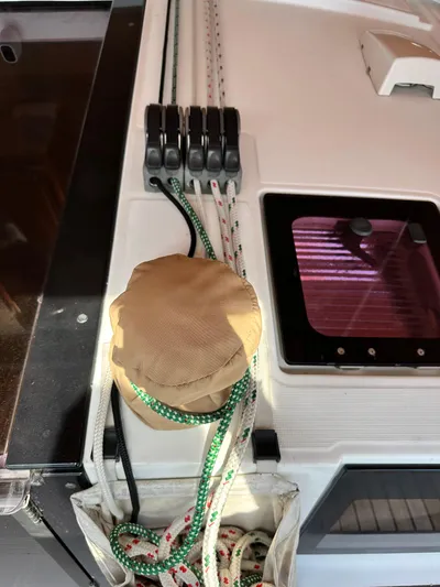 Yes My Dear Yacht Photos Pics Deck of 2012 Beneteau Oceanis 41 sailboat with ropes and winch.