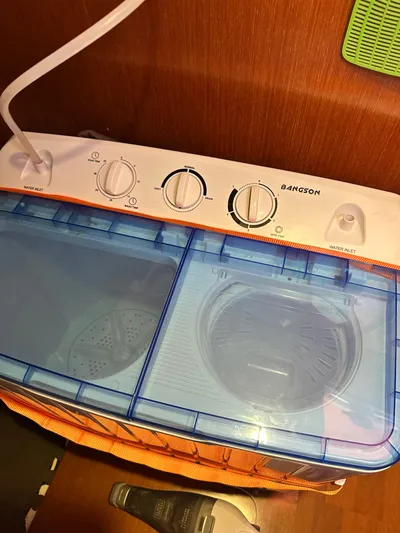 Yes My Dear Yacht Photos Pics Compact washing machine on Beneteau Oceanis 41 yacht, 2012 model.