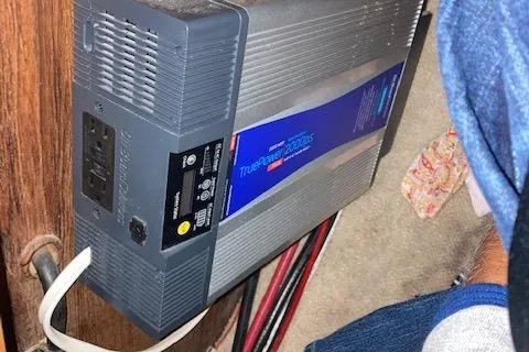 Hero Yacht Photos Pics Inverter installed on 1992 Pacific Seacraft 37 Cutter, showing power outlets and wiring.