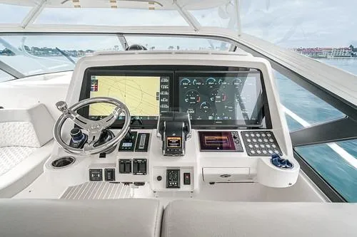 R&r 5 Yacht Photos Pics 2022 Intrepid 477 Evolution helm with advanced navigation and control systems.