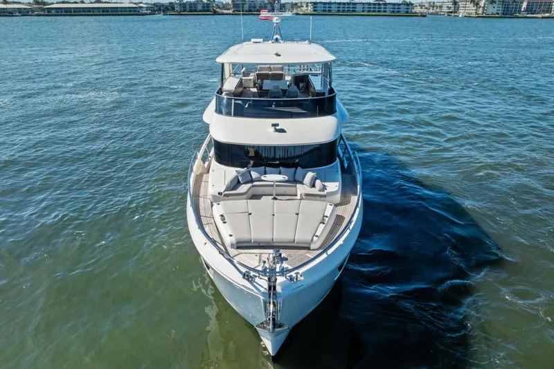 Fantasy Girl Yacht Photos Pics Luxury Absolute 75 Navetta yacht cruising on open water, 2025 model.