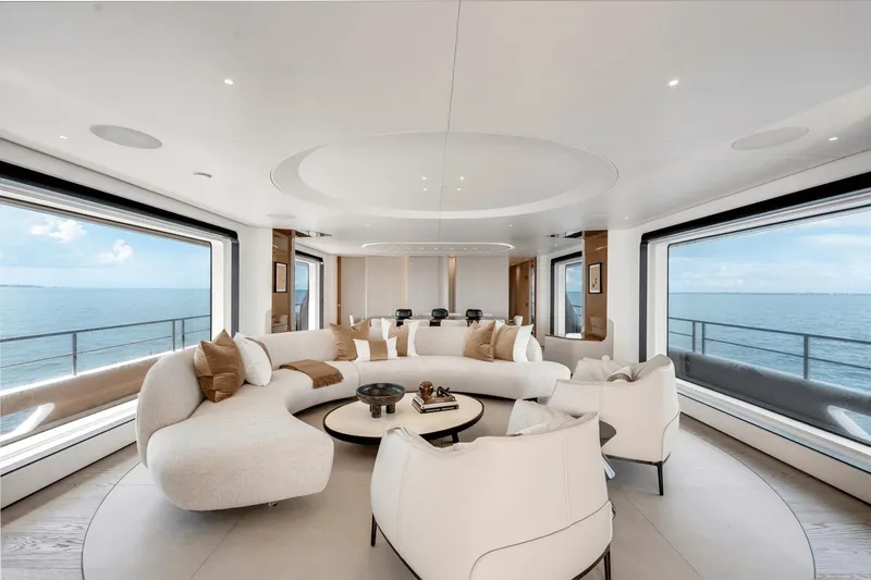  Yacht Photos Pics Luxurious interior of 2025 Azimut Grande 36M yacht with panoramic ocean views.