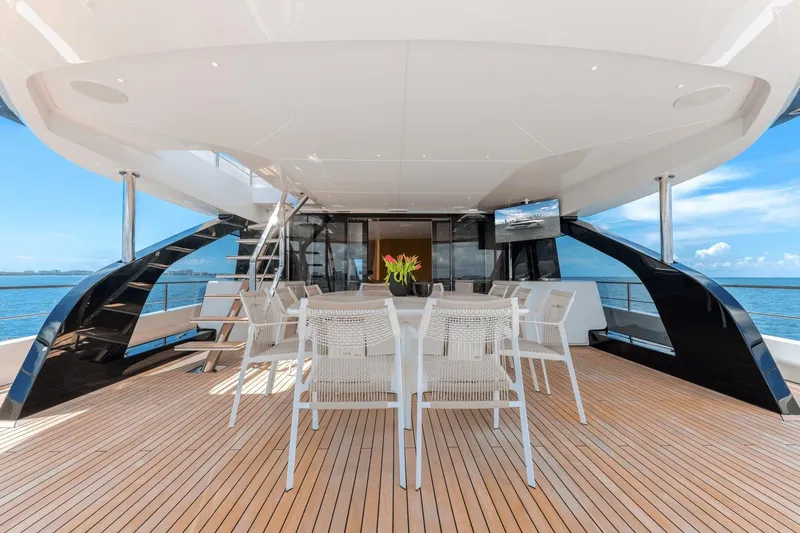  Yacht Photos Pics Luxurious deck of 2025 Azimut Grande 36M yacht with ocean view.