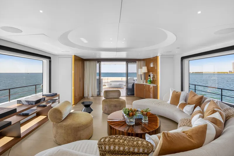  Yacht Photos Pics Luxurious interior of 2025 Azimut Grande 36M yacht with ocean view and elegant furnishings.