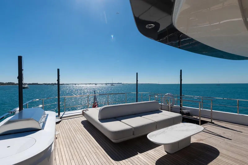  Yacht Photos Pics Luxury deck of 2025 Azimut Grande 36M yacht with ocean view and modern seating.