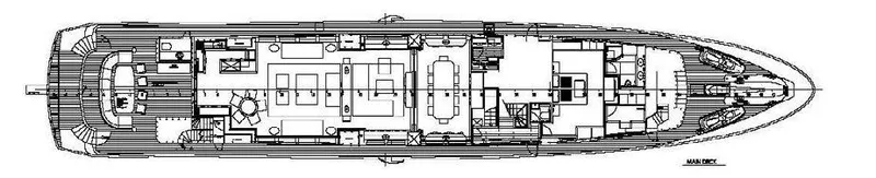  Yacht Photos Pics Blueprint of 1987 Benetti 50 CUSTOM yacht, showcasing detailed deck layout.
