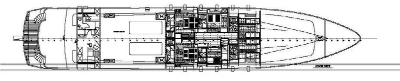  Yacht Photos Pics Blueprint of 1987 Benetti 50 CUSTOM yacht, showcasing detailed interior layout and design.